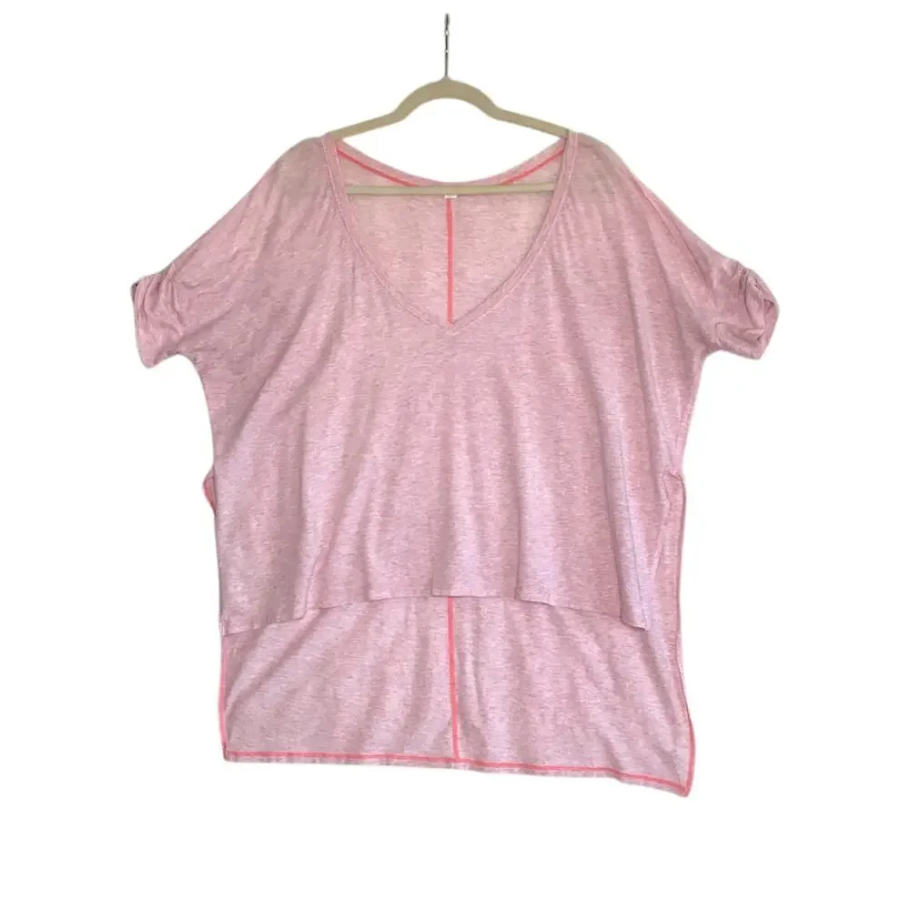 LULULEMON My Mantra V-Neck Hi Low Top Tunic Sz 12/14 Pink Athletic Everyday